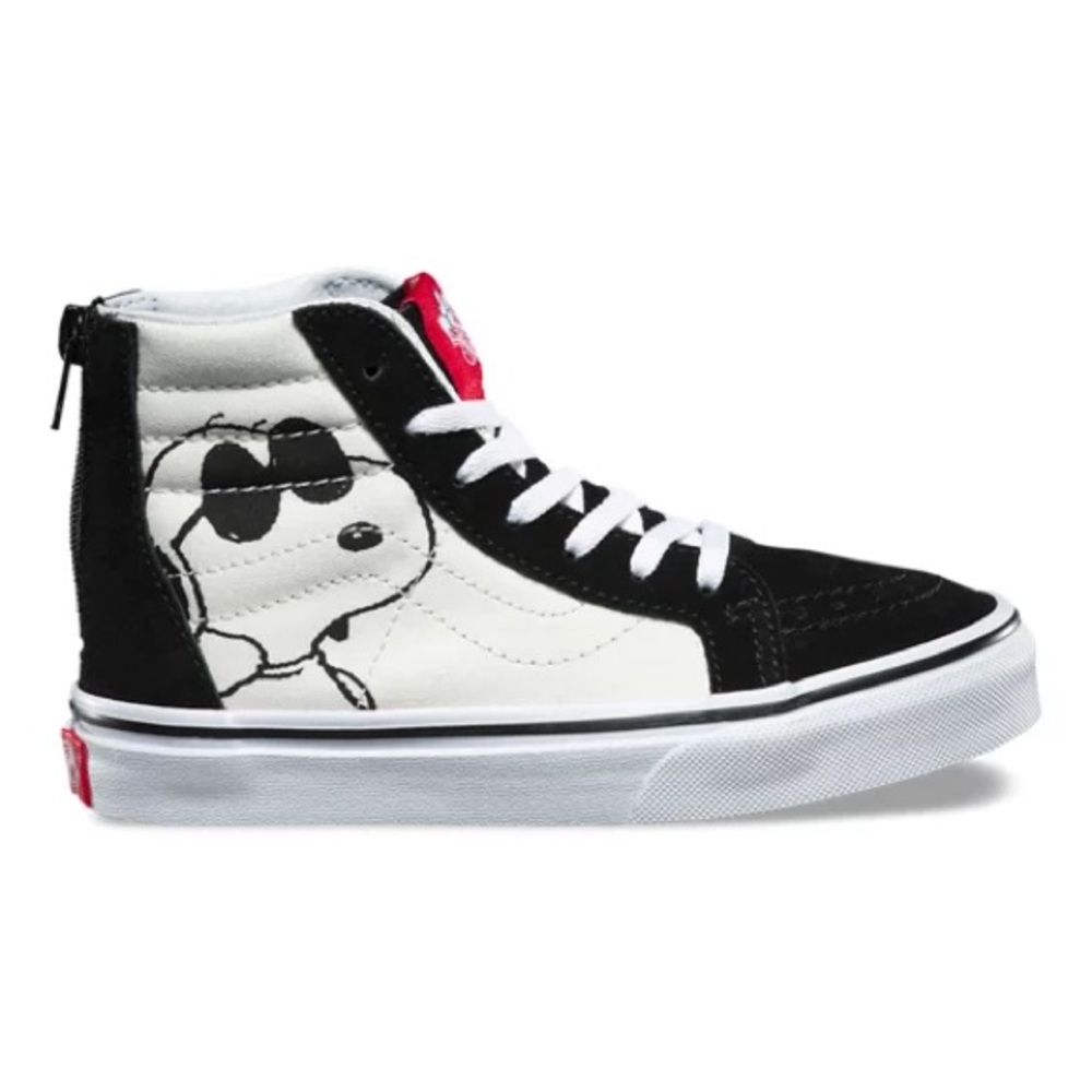 Vans Peanuts Snoopy SK8-hi black suede white canvas high top shoes